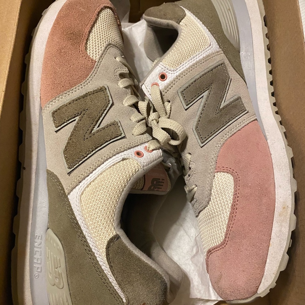 New Balance Men's Pink and Olive Sneakers